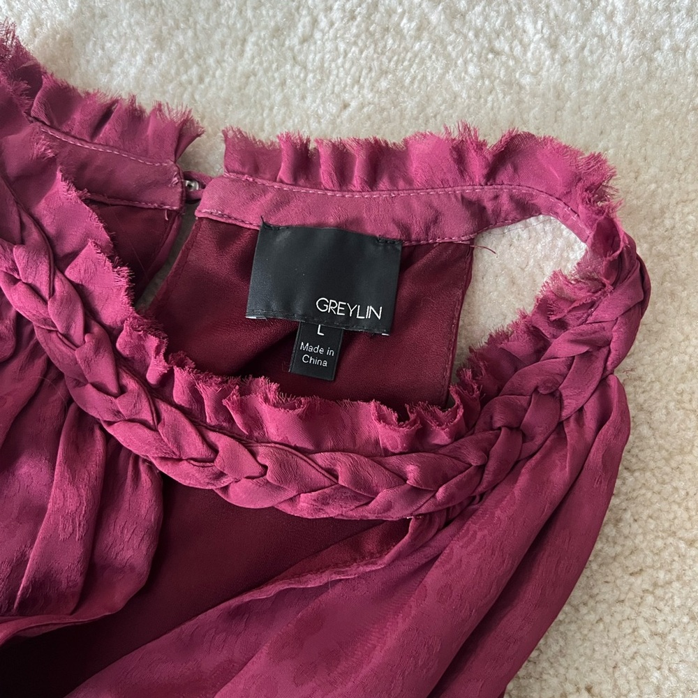 Greylin Red Wine Halter Mini Dress Large - Picture 4 of 7